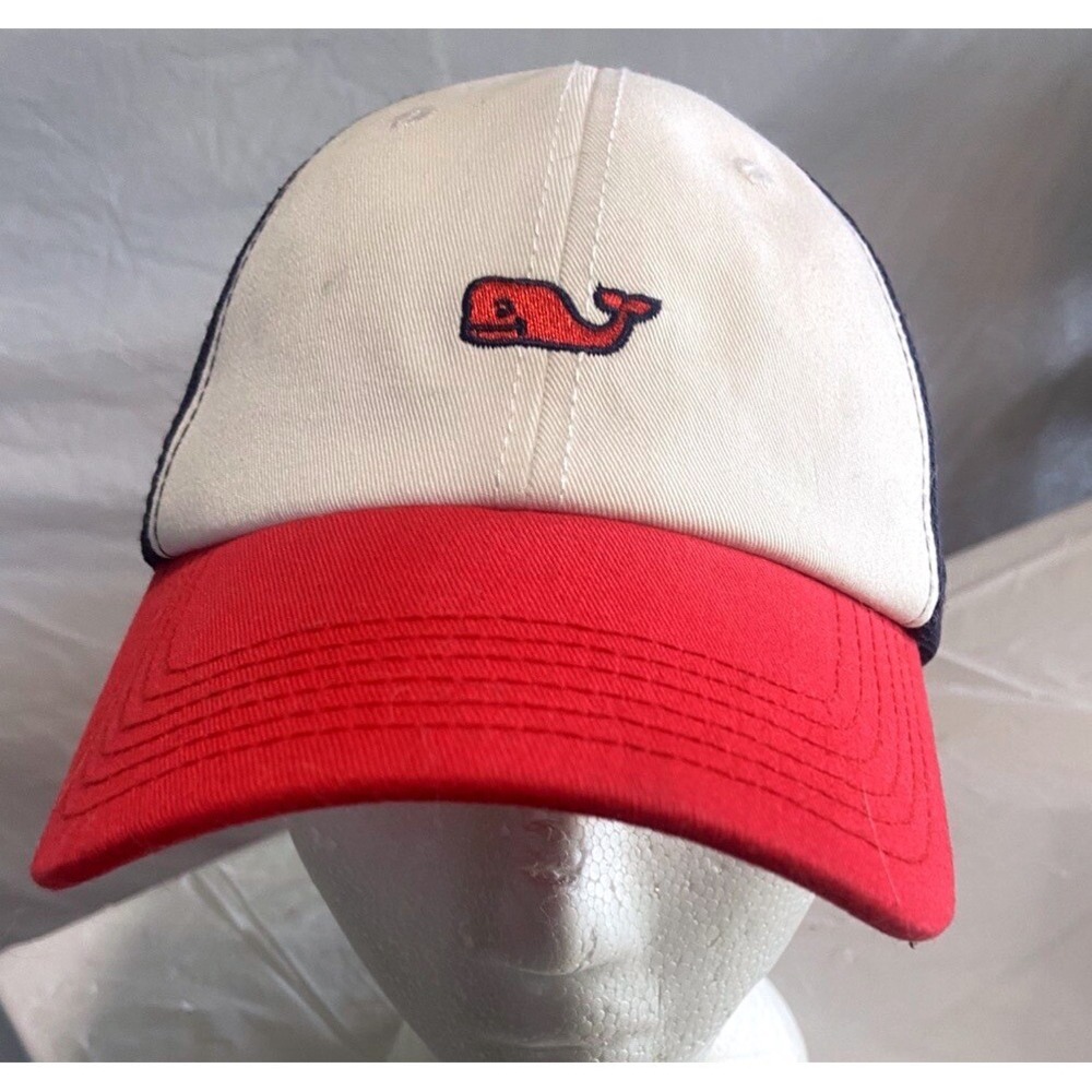 Vineyard Vines Target Whale Logo Trucker Hat Red White Blue Snapback Cap NEW